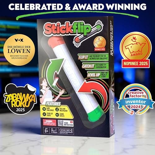 How Many Flips can You Throw? Stickflip Electronic Flip Challenge Game | Auto-Counting Skill Toy for Kids, Teens & Adults | 10 Games Each with a High Score to Beat | Fun Gift & Party Game Ages 8+ thumbnail 5