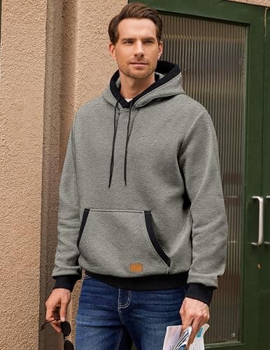 JMIERR Men's Cotton Casual Hoodies Sweatshirts Fashion Long Sleeve Drawstring Fleece Pullover Hoodie with Pockets thumbnail 2