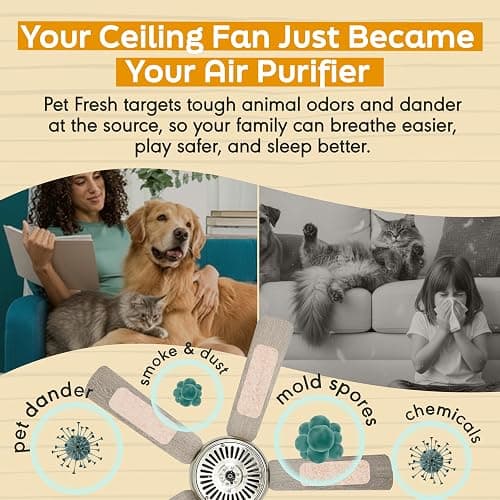 Barnakl Pet Fresh Ceiling Fan Filters for Blades, Pet Odor & Dander, 3 Pack | Zeolite Air Purifier Pads, Pet Odor Eliminator, Traps Pet Hair, Dust & Dander, Odorless, Easy-Stick Universal Fit thumbnail 2