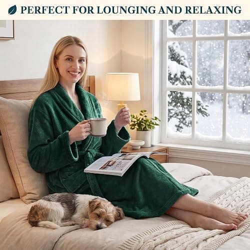 PAVILIA Womens Robe Fleece Plush Soft, Fluffy Fuzzy Cozy Warm Bathrobe, Shower Spa House Long Robe for Women thumbnail 5