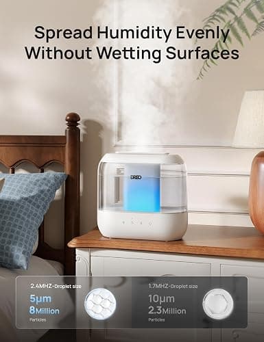 DREO 4L Humidifiers for Bedroom, 36H Runtime, 28 dB Quiet, HM311 | Easy to Refill & Clean, BPA-Free, Nightlight, Supersized Air Humidifiers for Large Room, Baby Nurseries, Plants, Indoor thumbnail 5