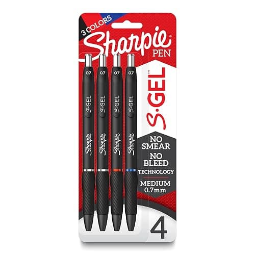 Sharpie S-Gel Gel Pens, Black Barrel, Medium Point (0.7mm), Assorted Ink Colors, 4 Count - Writing, Note-Taking, Journaling, School Supplies - Image 1