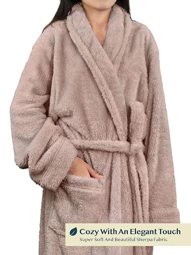 PAVILIA Premium Womens Plush Soft Robe Fluffy, Warm, Fleece Sherpa Shaggy Bathrobe thumbnail 3