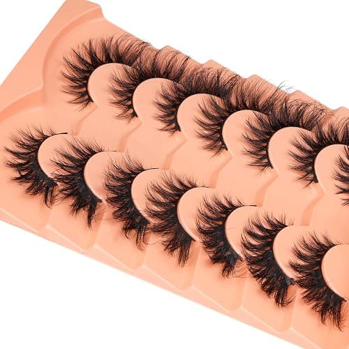 ALICROWN False Eyelashes, 7 Pairs Fluffy Cat Eye, Wispy Strip False Lashes, Mink Lashes, Long Volume, Fake Eyelashes, Cruelty Free, Black thumbnail 4