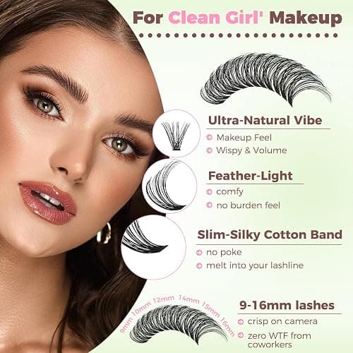 Lash Clusters Kit for Beginners Eyelash Clusters Kit Lashes Clusters Kit Cluster Lashes Pestañas Postizas Naturales with Lash Bond&Seal,Lash Tweezers,Brush RITALASH(640pcs 20D+40D+60D+80D Kit,9-16mm) thumbnail 3