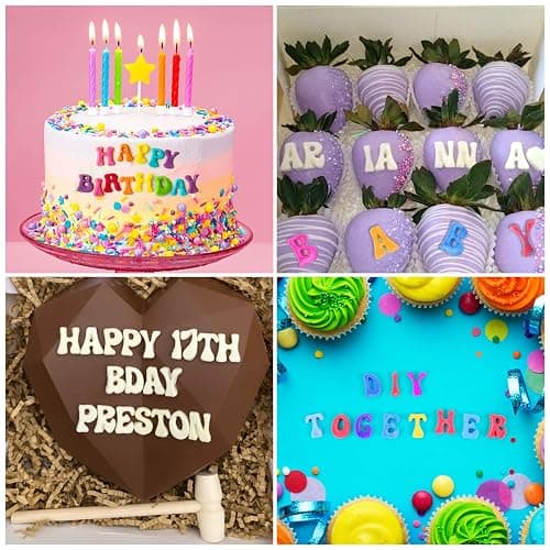 Mity rain 3pcs Letter Molds for Chocolate Covered Strawberries, Silicone Uppercase Lowercase Alphabet Number Fondant Mold for Making Candy, Gummy, Biscuit, Ice Cube Tray, Cake Decorations thumbnail 4
