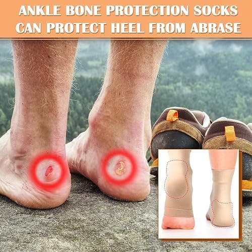Geyoga 2 Pairs Ice Skating Socks for Women Tendon Heel Ankle Protector Padded Guards Ankle Sleeve Pad ski Splints(Beige Color) thumbnail 5
