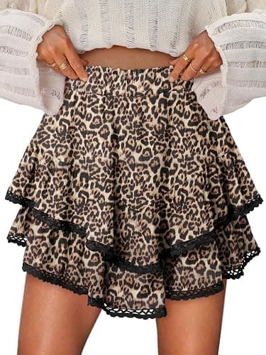 onlypuff Flowy Shorts for Women Ruffle Skorts Mini Skirts High Waisted Teen Gilrs Tennis Skort Summer Shorts - Image 1