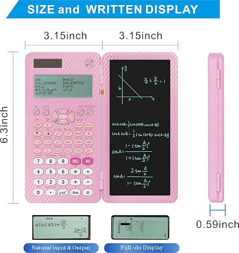 Scientific Calculators for College Students, IPepul Pink Desktop Math Solar Calculator with Notepad,991EX Type-C Rechargeable 552 Functions, School Supplies for Middle High School and Students(Pink) thumbnail 5