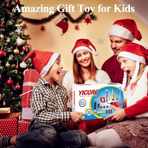 YICORO Kids Tool Set 20 PCS Toddler Tool Set with Toy Drill, Pretend Play Kids Toys for Ages 3,4,5,6,7,8 Years Old, Boy Toys, Girl Toys thumbnail 4