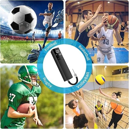 Pumteck Electric Ball Pump, Smart Air Pump Portable Fast Ball Inflation with Precise Pressure Gauge and Digital LCD Display for Football Basketball Volleyball Football (2 Pin and 1 Spout) thumbnail 3