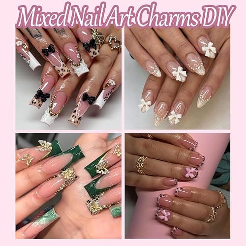 3D Flowers Nail Charms Y2K Kit, Metal Butterfly Cherry Colorful Bow Nail Charms for Nails Art Gems, Flatback Pearls Charms for Nails Bows Manicure DIY Crafts Jewelry Nail Accessories thumbnail 7