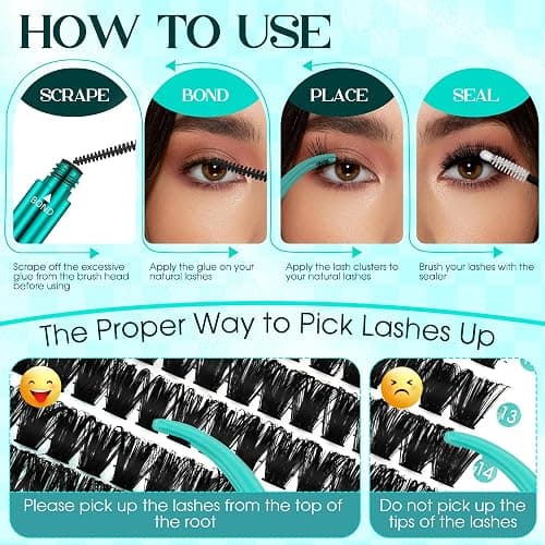 Lash Clusters Fluffy Cluster Lashes Extensions Thick 280pcs D Curl Eyelash Clusters DIY At Home Individual Lashes Extension by GEMERRY（80P-10-18mm) thumbnail 8