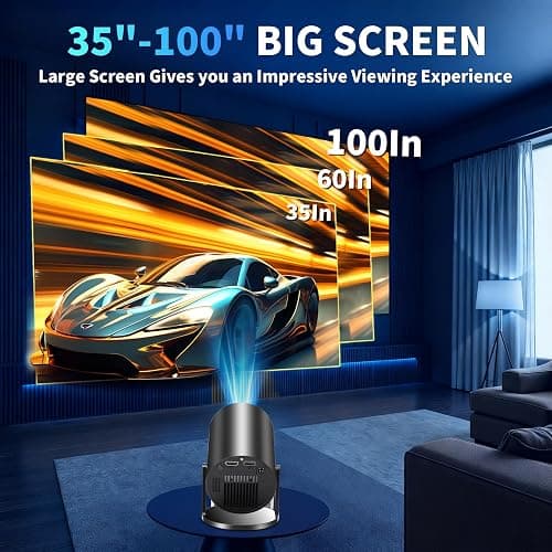 [Built-in Apps & 2025 Upgraded] Mini Projector Support 4K 1080P Auto Keystone 270° Rotatable with WiFi 6 and Bluetooth 5.4, Projector Portable Compatibile with HDMI/TV Stick/Memory Stick/Laptop-Black thumbnail 9