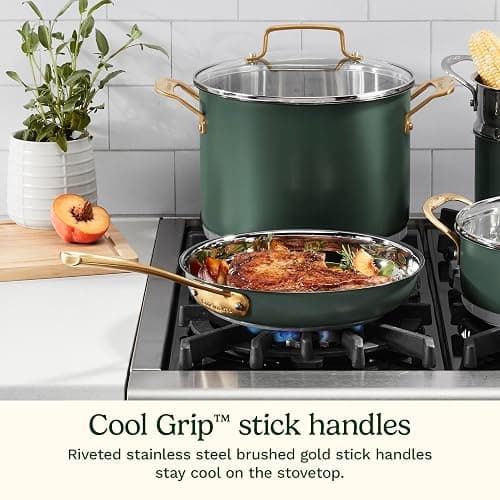 Cuisinart Cookware Set, 11 Piece Stainless Steel Cookware Pots and Pans, Home and Kitchen Durable Stainless Steel for Everyday Cooking, Matte Thyme, MT89G-11 thumbnail 5