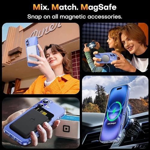 TAURI for iPhone 16 Case, Compatible with MagSafe, with Screen Protectors, Anti-Yellowing Military-Grade Protection, Shockproof Slim Magnetic Phone Case for iPhone 16 6.1", Clear thumbnail 6