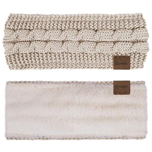 Loritta 4 Pack Womens Winter Headbands Fuzzy Fleece Lined Ear Warmer Cable Knit Thick Warm Crochet Headband Gifts thumbnail 2