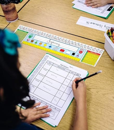 Carson Dellosa Education 36PC Traditional Manuscript Name Plate for Desk, Nametags with Alphabet, Number Line, Addition & 100 Chart, Ruler, and More Classroom Essentials, School Labels for Desk Decor thumbnail 2