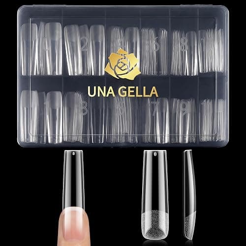 UNA GELLA Extra Long Sqaure Nail Tips, No C Curve Gel Nail Tips Square | Pre Etched XXL Long Straight Press on Nails Clear Acrylic Full Cover for Nails Extension Art DIY Salon 120Pcs 12 Sizes - Image 1