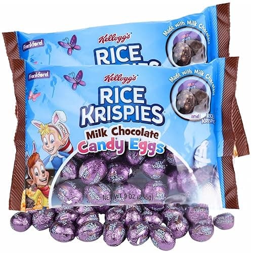 Sweetzo Easter 2025 Rice Krispies Milk Chocolate Eggs, Individually Wrapped, Egg and Basket Fillers, 9 Ounces (Pack of 2), Full Size