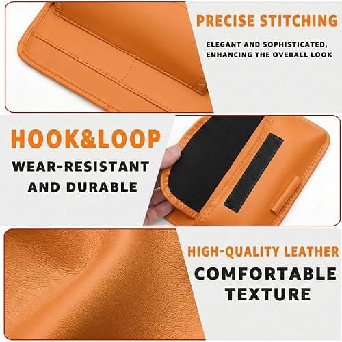 HOLDCY Car Visor Organizer – Sun Visor Storage Pouch Holder for Vehicle Truck SUV, PU Leather Auto Interior Accessories for Registration Document, Gas Card & Sunglasses, Universal Fit (Oranger) thumbnail 5