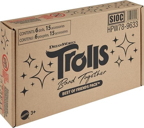 Mattel DreamWorks Trolls Band Together Toys, Best of Friends Pack with 5 Small Dolls & 2 Character Figures, Includes Queen Poppy Doll (Amazon Exclusive) thumbnail 6