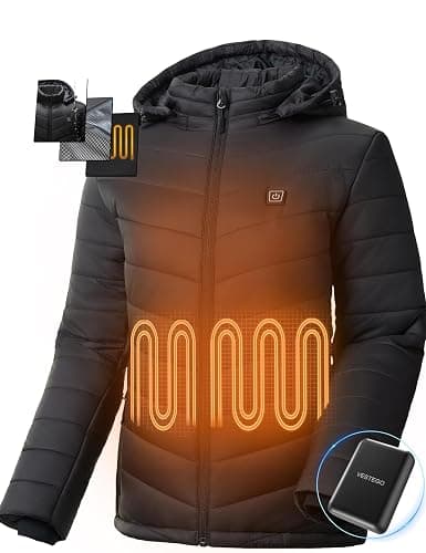 Vestego Heated Jackets for Women, Heated Jacket with 12V 20000mAh Battery Pack, 6 Heating Zones, Black thumbnail 4