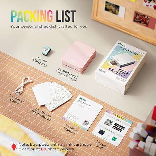 Nelko Photo Printer, PP01 Color Mini Portable Printer, Instant Smartphone Inkjet Printer, Sticky-Back Rechargeable Portable Picture Printer for iOS & Android, Smart AI APP, Valentine's Day Gift, Pink thumbnail 9