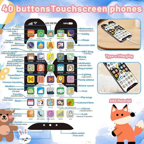 Kids Phone with 10,000+ Educational Content, Rechargeable Toddler Learning Phone with Music & Sounds, Pretend Play Cell Phone for Boys & Girls Ages, Best Gift for Toddler Toys thumbnail 6