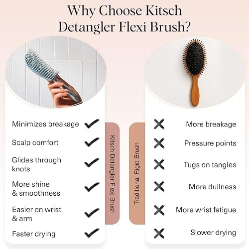 Kitsch Detangler Brush – Flexible Curly Hair Brush for Women, Men & Kids | Detangling Hairbrush with Bendable Frame and Ultra-Smooth Bristles for Wet or Dry Strands - Haze Blue thumbnail 3