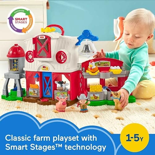Fisher-Price Little People Caring for Animals Farm Electronic Interactive playset with Smart Stages Learning Songs for Toddlers Ages 1 and up (Amazon Exclusive) thumbnail 2