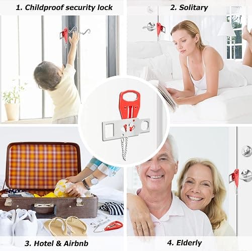 AceMining Portable Door Lock Home Security Door Lock Travel Lockdown Locks for Additional Safety and Privacy Perfect for Traveling Hotel Home Apartment College thumbnail 7