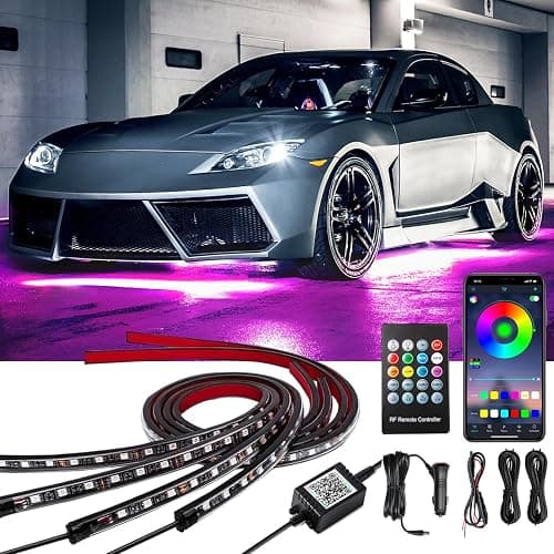 Car Underglow Lights, Yielinth Exterior LED Strip Lights with App and RF Remote Control,16 Million Colors Underglow Kit for Car - Image 1