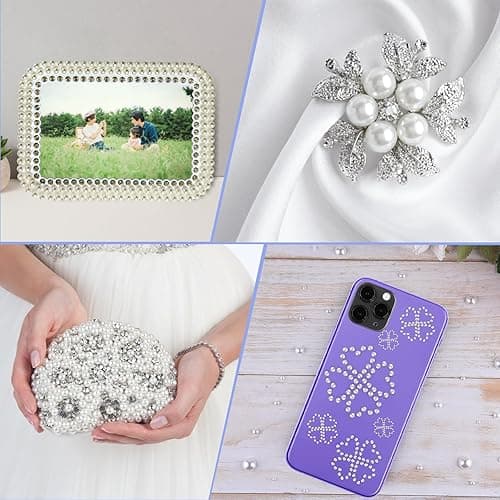 NACHLYNN 12000 Pcs Flat Back Pearl 8 Sizes Flatback Pearl Beads Half Pearl Bead Half Round Pearls for Crafts Embellishment Shoes DIY Phone Case Making - white thumbnail 8