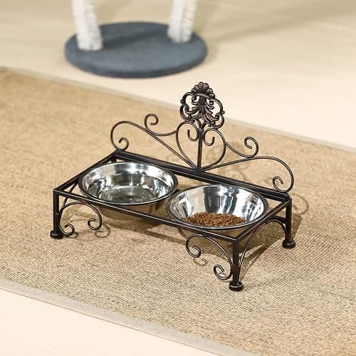 3.54" H Elevated Dog Bowls, Metal Raised Dog Bowl, Cats Bowls with Stand | Dog Bowls with Double Stainless Steel, Pet Feeder for Food and Water Lifted, Elevated Pets Bowl Holder thumbnail 6