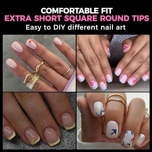 UNA GELLA 312Pcs Extra Short Squoval Nail Tips, Square Pre-Etched Half Matte Soft Gel Nail Tips Square Full Cover, No File Needed Clear Squoval Acrylic False Nails for DIY Nail Art Extension 12 Sizes thumbnail 2
