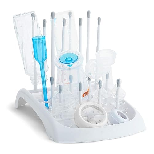 Munchkin Fold Baby Bottle Drying Rack - Compact Design Folds Flat for Easy Storage, White/Grey thumbnail 3