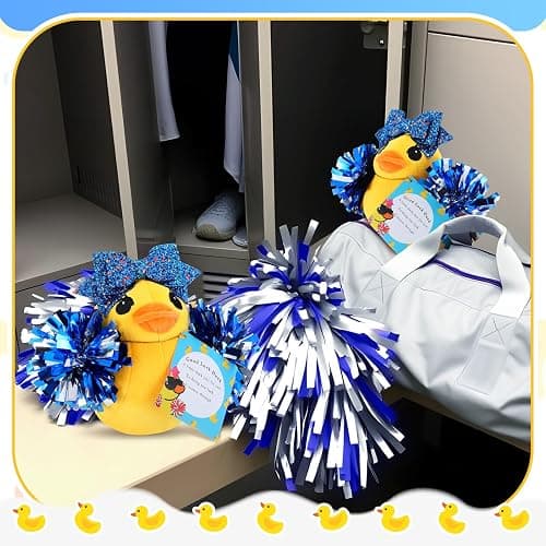 Lenwen Cheer Duck Gift with Pom Poms Bow 8 Inch Duck Plush Senior Cheerleader Gifts Team Support Gift for Senior Night Gifts Cheer Competition Day Must Have thumbnail 4