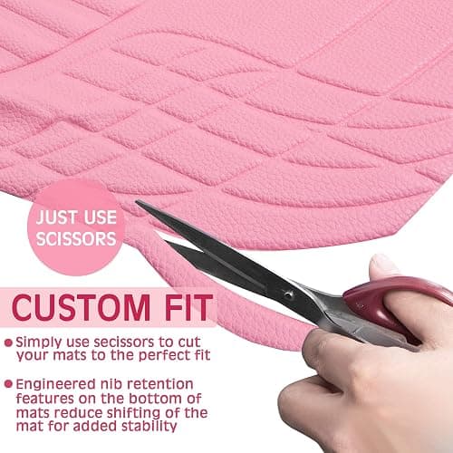 CAR PASS 4 Piece Leather Car Floor Mats -3D Cute Girly Waterproof All Weather Car Mat Full Set, Universal Trim to Fit & Anti-Slip Burr Bottom & Light Easy Clean for SUV Truck Auto Sedan Van(Pink) thumbnail 6