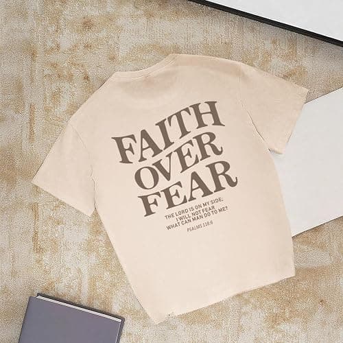 Lubpow Faith Over Fear Shirt Christian Jesus Tshirts for Girls Religious Inspirational Tees Bible Verse Tops for Kids 3-12 thumbnail 6
