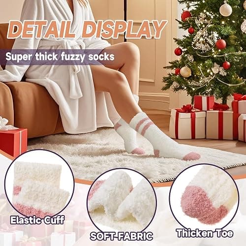 AMENLAN Women Fuzzy Slipper Socks Winter Microfiber Soft Cozy Plush Fluffy Socks Warm Comfy Thermal Home Sleeping Socks thumbnail 3
