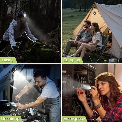 WORKPRO Mini Keychain Work Light, COB Keychain Flashlight with Hat Clip, Rechargeable Magnetic EDC Carabiner Flashlight, 3 Light Modes Emergency Light for Camping, Biking and Car Repairing, Green thumbnail 8