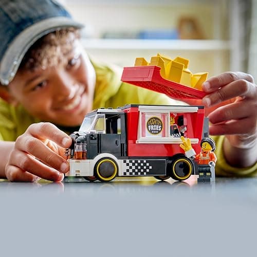 LEGO City Fries Food Truck Toy - Vehicle Model Kit w/Removable Shop, 2 Minifigures & Play Food Accessories - Birthday Gift Idea for 5+ Year Old Boys - 60488 thumbnail 2