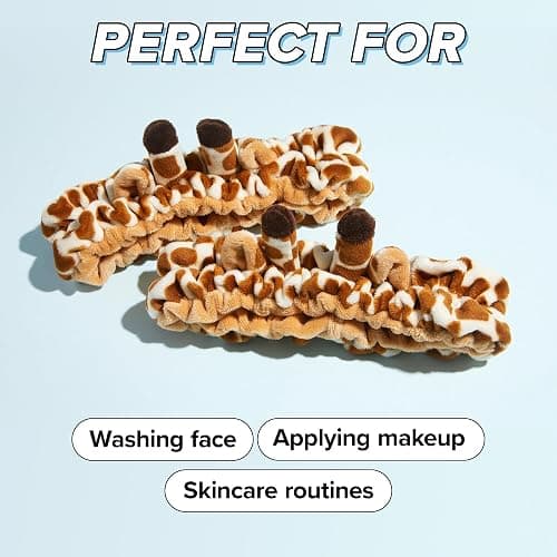 I DEW CARE Face Wash Headband - Giraffe Headband | Adorable Design, Perfect for Cleansing, Bath, Makeup and Spa, 100% Microfiber, Reusable, 1 Count thumbnail 4