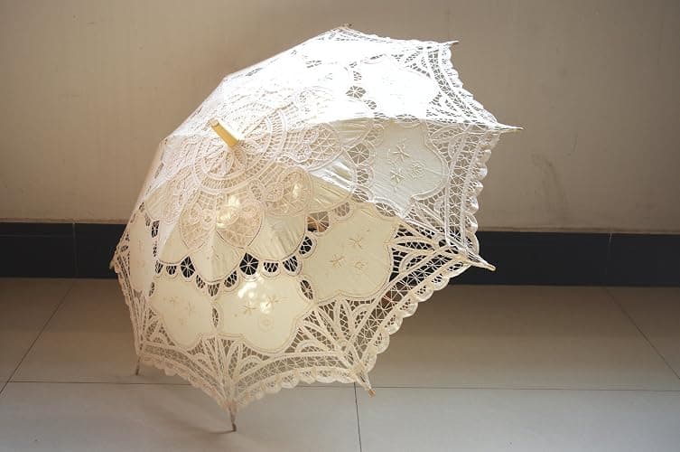 AEAOA Handmade Ivory Lace Parasol Umbrella Wedding Bridal 30 Inch Adult Size thumbnail 4