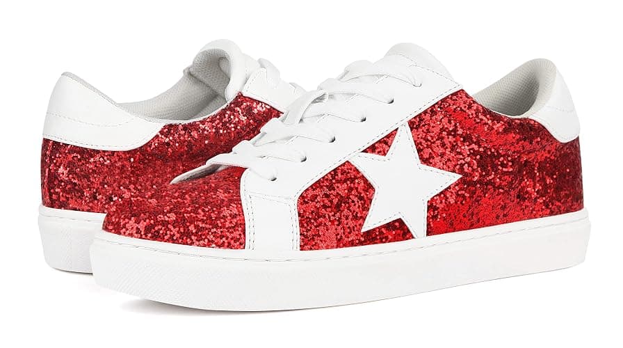 PARTY Women's Fashion Star Sneaker Lace Up Low Top Comfortable Cushioned Walking Shoes thumbnail 6