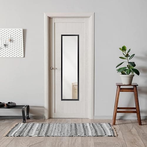 13.5" x 49.5" Full-Length Black Mirror - Rectangular Shape for Bedroom, Bathroom & Entryway, Enhances Room Brightness & Aesthetic thumbnail 5