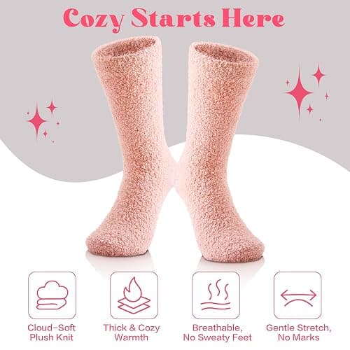 Inerney Fuzzy Socks for Women Men Gifts, Warm Cozy Fluffy Cloud Slipper Style, Comfy Winter Sleep Sock, Stocking Stuffer thumbnail 5