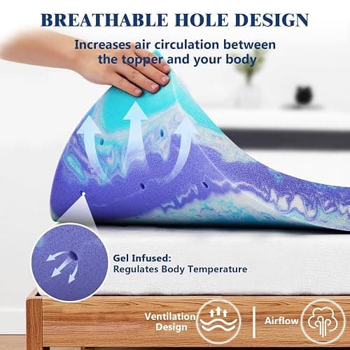 Bedspick 2 Inch Twin XL Mattress Topper - Gel Infused Memory Foam Extra Long Single Bed Topper Pad for College Dorm, Medium Plush Feel, Pressure Relieving, CertiPUR-US Certified thumbnail 4