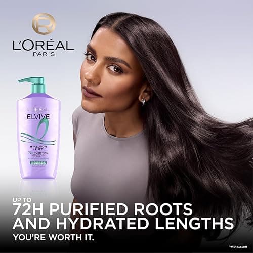L'Oreal Paris Elvive Hyaluron + Pure Shampoo and Conditioner Set, Clarifying Shampoo and Rehydrating Conditioner with Salicylic Acid and Hyaluronic Acid, 1 Kit thumbnail 3